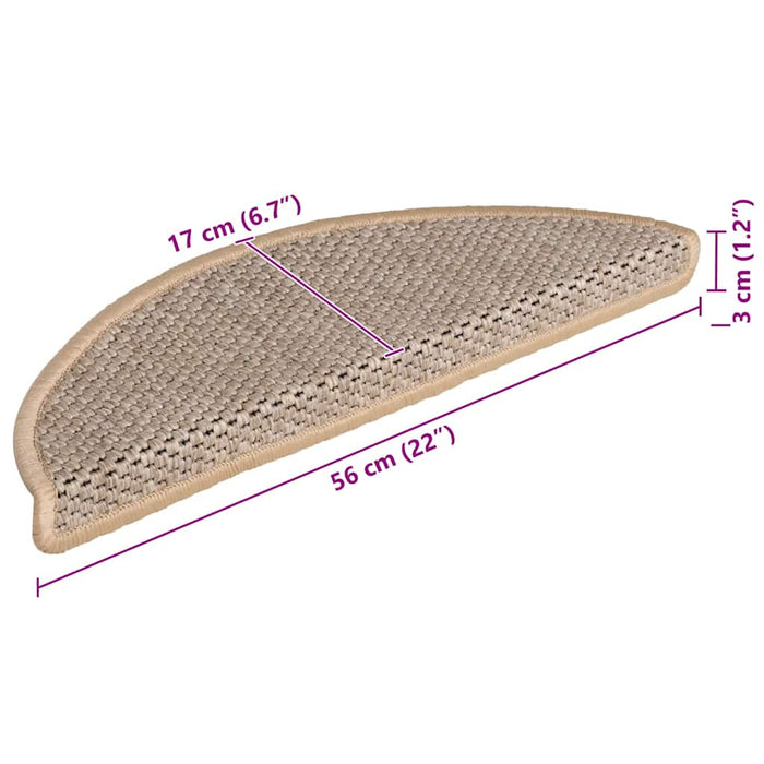 Covorașe scări autoadezive 15 buc. bej deschis 56x17x3cm sisal - WALTI WALTI