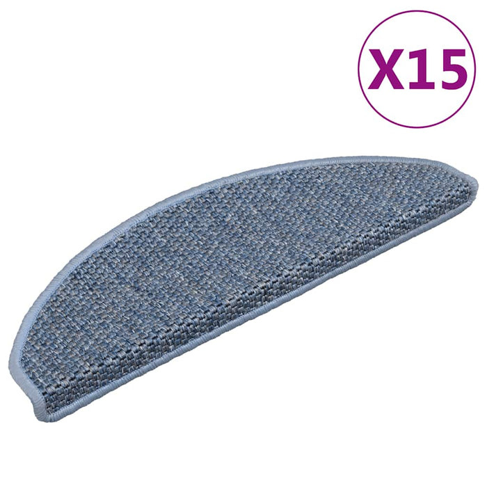 Covorașe scări autoadezive, 15 buc. albastru 65x21x4 cm, sisal - WALTI WALTI