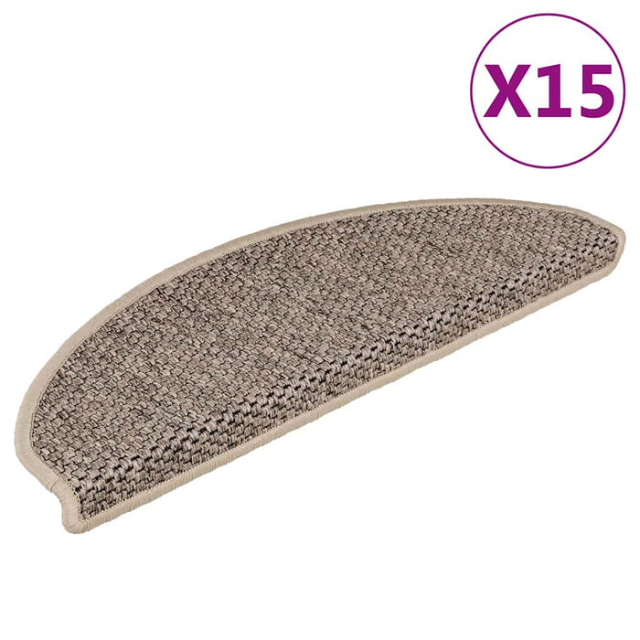 Covorașe scări autoadezive, 15 buc. bej închis, 65x21x4cm sisal - WALTI WALTI