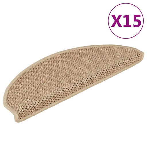 Covorașe scări autoadezive 15buc nisipiu 65x21x4cm aspect sisal - WALTI WALTI