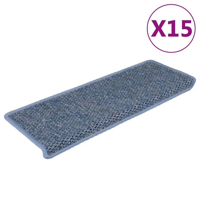 Covorașe scări autoadezive, 15 buc. albastru 65x21x4 cm, sisal WALTI