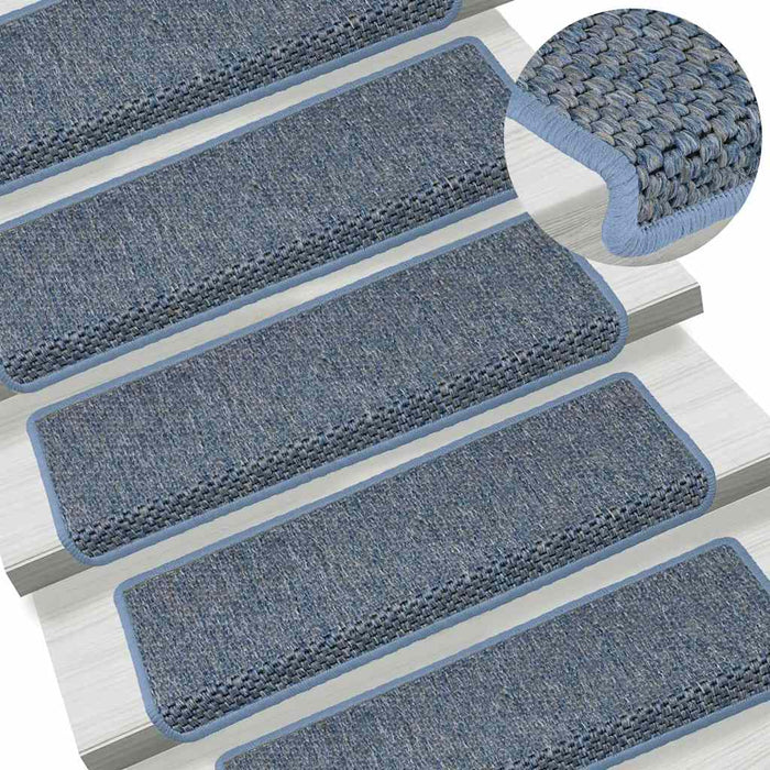 Covorașe scări autoadezive, 15 buc. albastru 65x21x4 cm, sisal WALTI