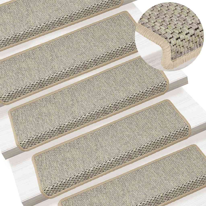 Covorașe scări autoadezive, 15 buc. verde deschis 65x21x4 cm, sisal WALTI
