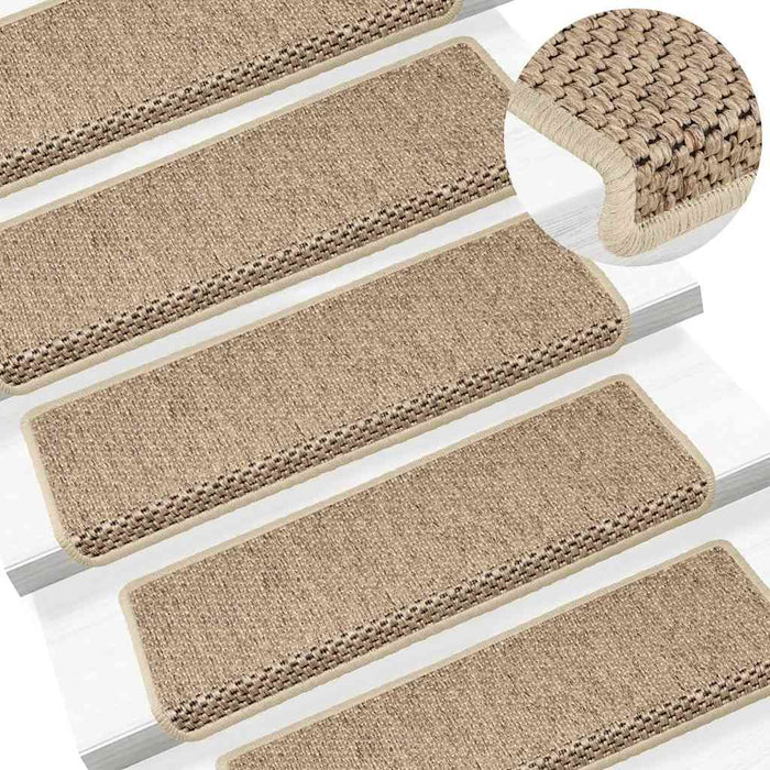 Covorașe scări autoadezive 15buc nisipiu 65x21x4cm aspect sisal - WALTI WALTI