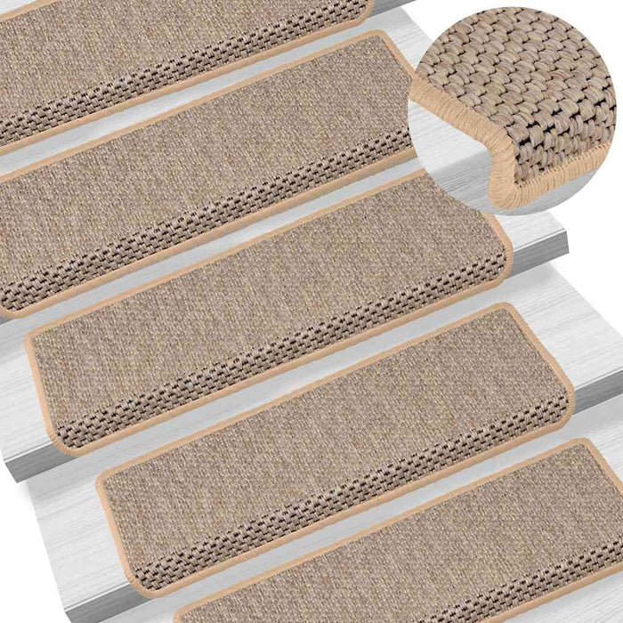 Covorașe scări autoadezive 15 buc. bej deschis 65x21x4 cm sisal - WALTI WALTI