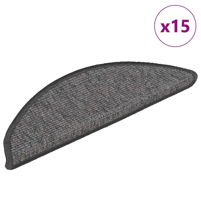 Covorașe pentru scări, 15 buc., 56x17x3 cm, bej și gri, semirotunde WALTI