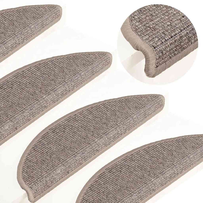 Covorașe pentru scări, 15 buc., 56x17x3 cm, bej închis, semirotunde - WALTI WALTI