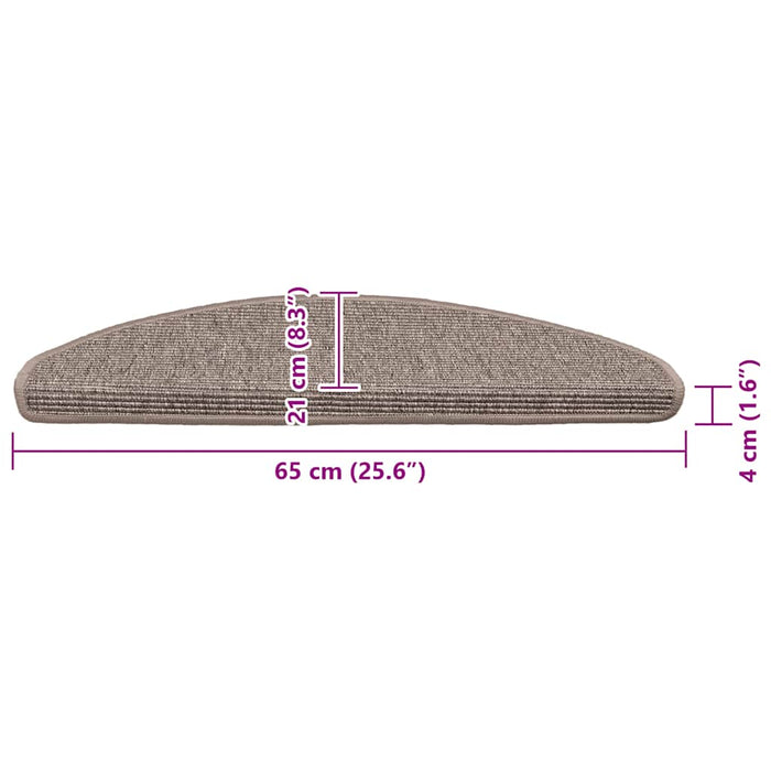 Covorașe pentru scări, 15 buc., 65x21x4 cm, bej închis, semirotunde, mari WALTI