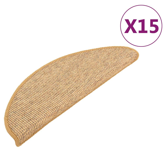 Covorașe pentru scări, 15 buc., 65x21x4 cm, semirotunde, mari, din sisal WALTI