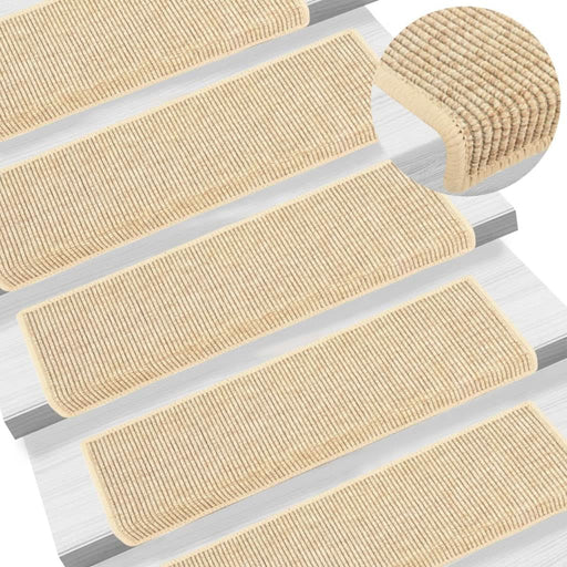 Covorașe scări autoadezive 15 buc. bej deschis 65x21x4cm sisal - WALTI WALTI