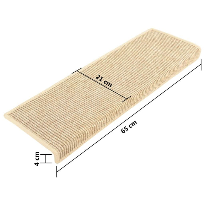 Covorașe scări autoadezive 15 buc. bej deschis 65x21x4cm sisal - WALTI WALTI