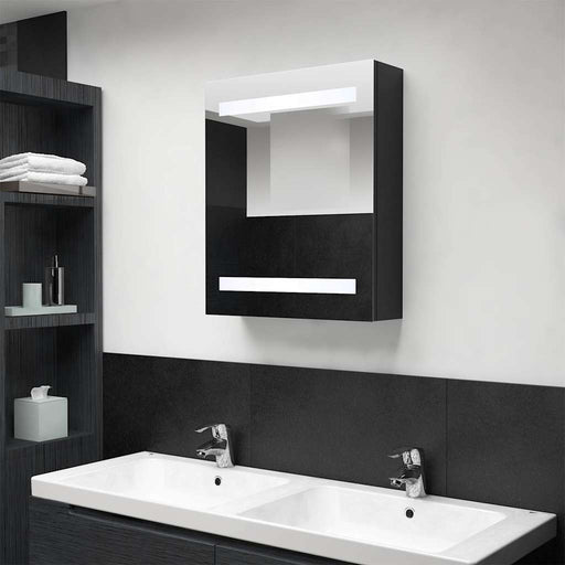 Dulap de baie cu oglindă și LED, negru, 50x14x60 cm - WALTI WALTI