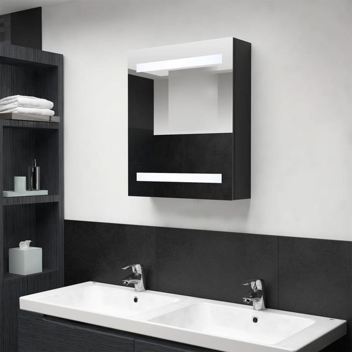 Dulap de baie cu oglindă și LED, negru, 50x14x60 cm - WALTI WALTI