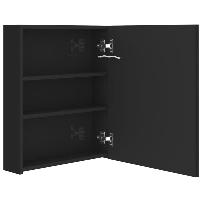 Dulap de baie cu oglindă și LED, negru strălucitor, 50x14x60 cm - WALTI WALTI