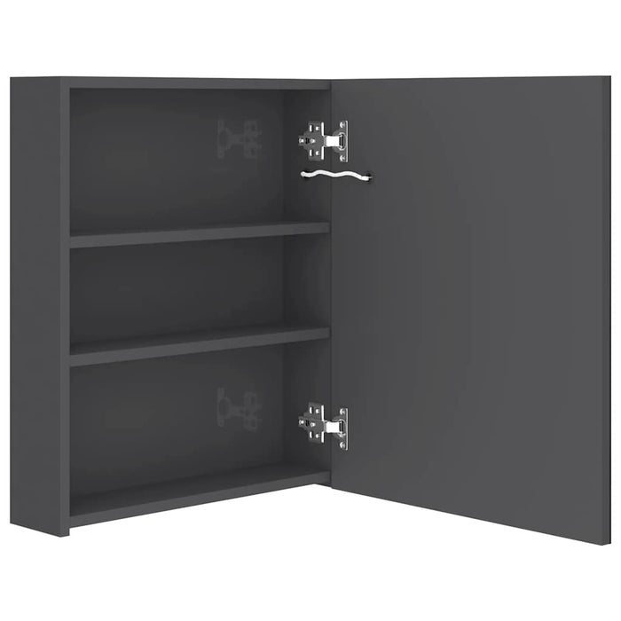Dulap de baie cu oglindă și LED, gri strălucitor, 50x14x60 cm - WALTI WALTI