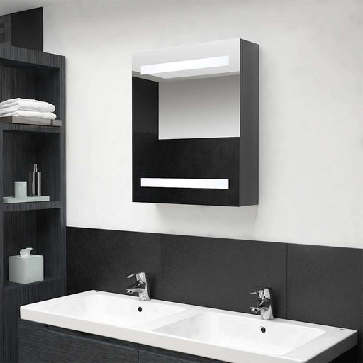 Dulap de baie cu oglindă și LED, gri strălucitor, 50x14x60 cm - WALTI WALTI