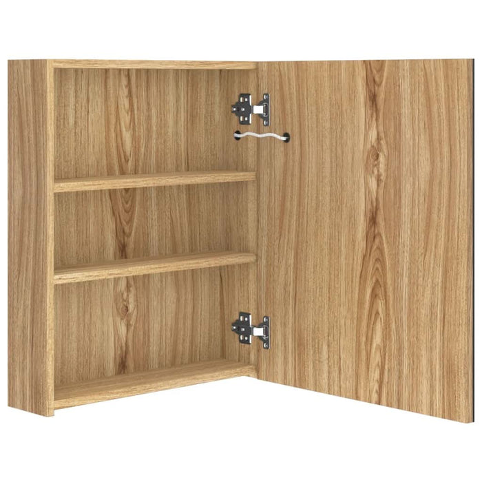Dulap de baie cu oglindă și LED, stejar, 50x14x60 cm - WALTI WALTI