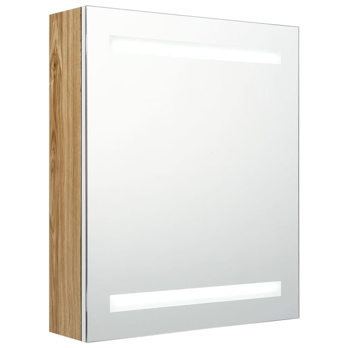 Dulap de baie cu oglindă și LED, alb și stejar, 50x14x60 cm - WALTI WALTI