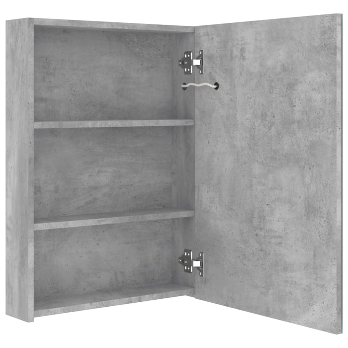 Dulap de baie cu oglindă și LED, gri beton, 50x13x70 cm - WALTI WALTI