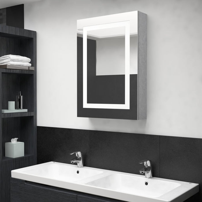 Dulap de baie cu oglindă și LED, gri beton, 50x13x70 cm - WALTI WALTI