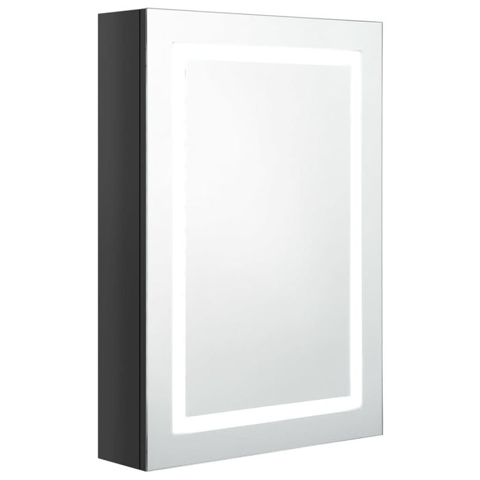 Dulap de baie cu oglindă și LED, negru strălucitor, 50x13x70 cm - WALTI WALTI