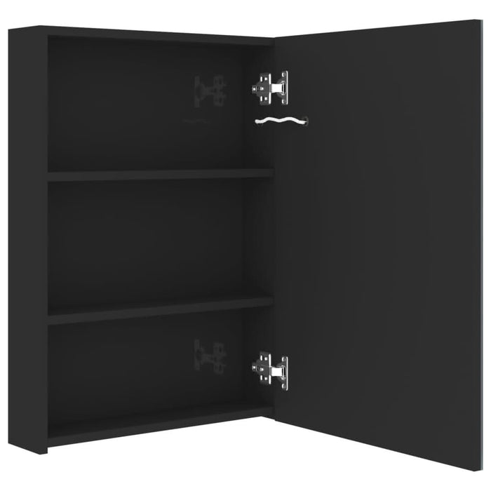Dulap de baie cu oglindă și LED, negru strălucitor, 50x13x70 cm - WALTI WALTI