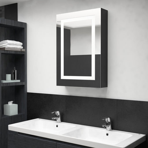 Dulap de baie cu oglindă și LED, negru strălucitor, 50x13x70 cm - WALTI WALTI