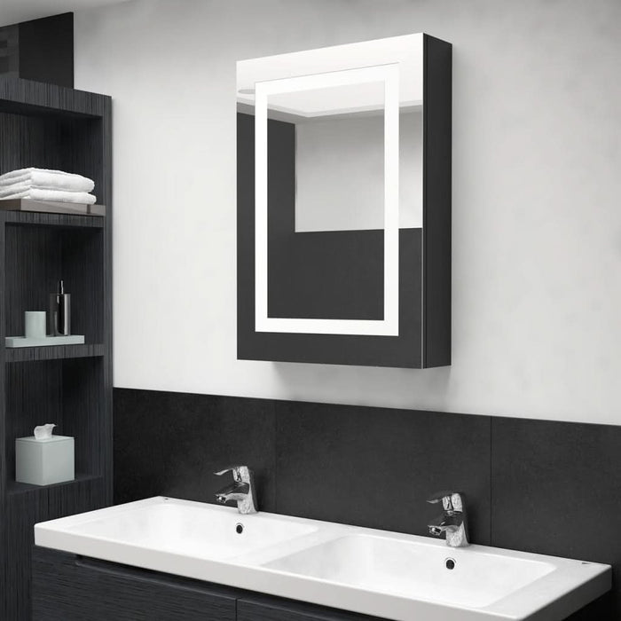Dulap de baie cu oglindă și LED, negru strălucitor, 50x13x70 cm - WALTI WALTI