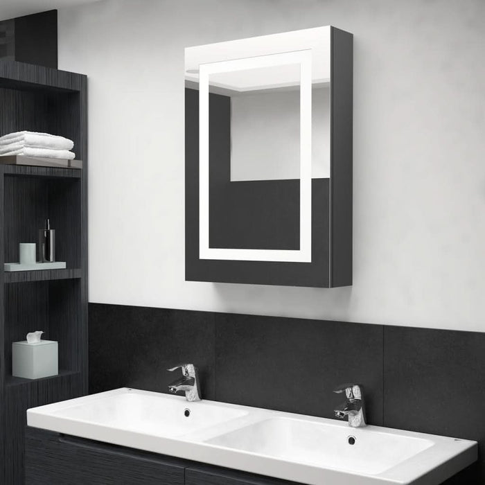 Dulap de baie cu oglindă și LED, gri, 50x13x70 cm - WALTI WALTI