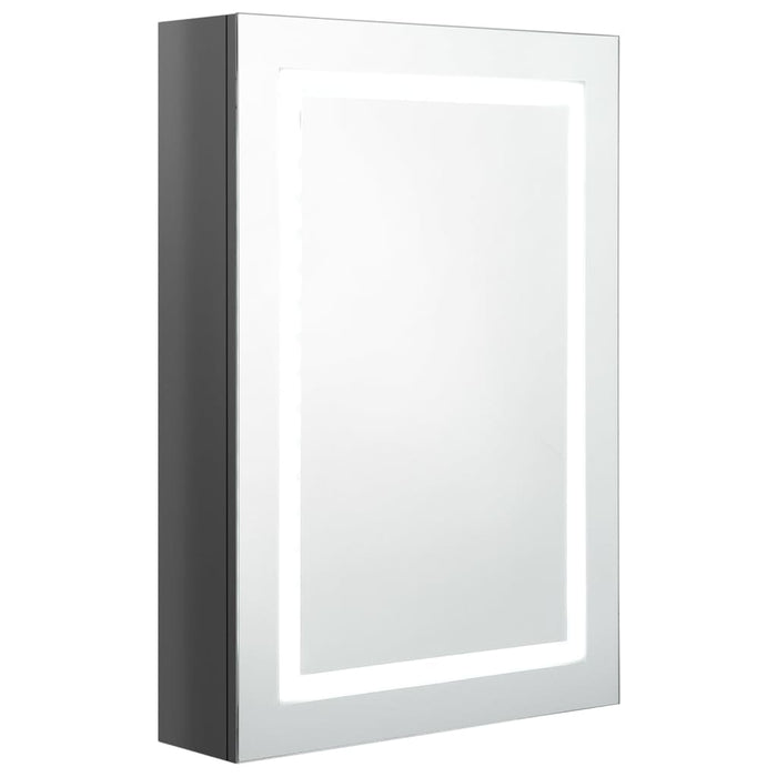 Dulap de baie cu oglindă și LED, gri strălucitor, 50x13x70 cm - WALTI WALTI
