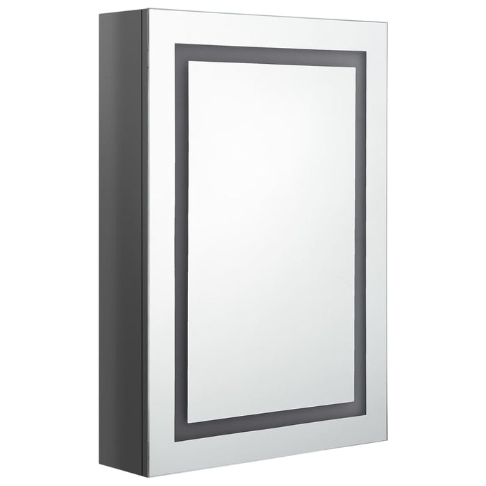 Dulap de baie cu oglindă și LED, gri strălucitor, 50x13x70 cm - WALTI WALTI