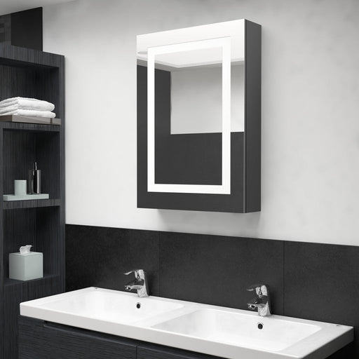 Dulap de baie cu oglindă și LED, gri strălucitor, 50x13x70 cm - WALTI WALTI