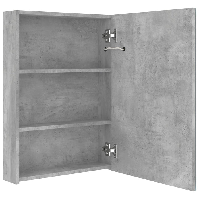 Dulap de baie cu oglindă și LED, gri beton, 50x13x70 cm - WALTI WALTI