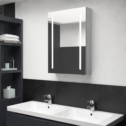 Dulap de baie cu oglindă și LED, gri beton, 50x13x70 cm - WALTI WALTI