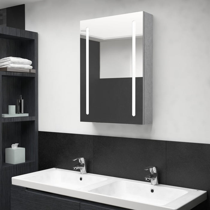 Dulap de baie cu oglindă și LED, gri beton, 50x13x70 cm - WALTI WALTI