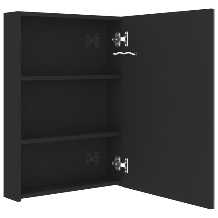 Dulap de baie cu oglindă și LED, negru strălucitor, 50x13x70 cm - WALTI WALTI