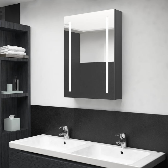 Dulap de baie cu oglindă și LED, gri, 50x13x70 cm - WALTI WALTI