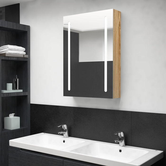 Dulap de baie cu oglindă și LED, stejar, 50x13x70 cm - WALTI WALTI