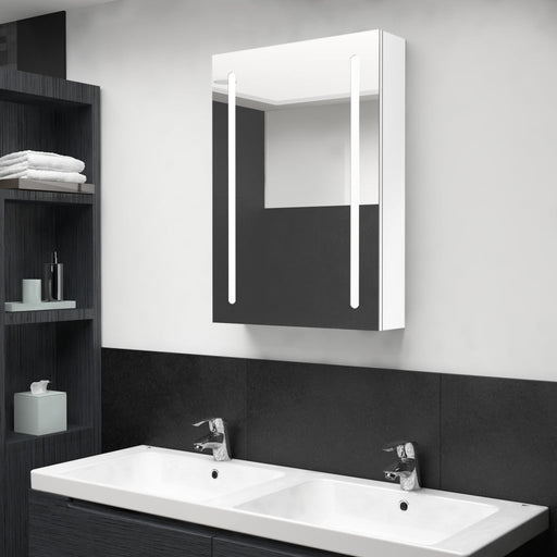 Dulap de baie cu oglindă și LED, alb strălucitor, 50x13x70 cm - WALTI WALTI
