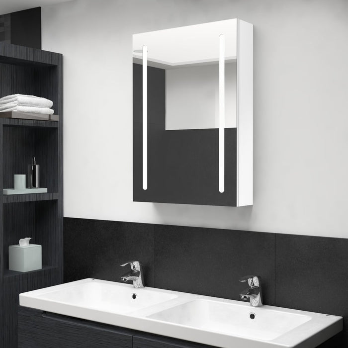 Dulap de baie cu oglindă și LED, alb strălucitor, 50x13x70 cm - WALTI WALTI