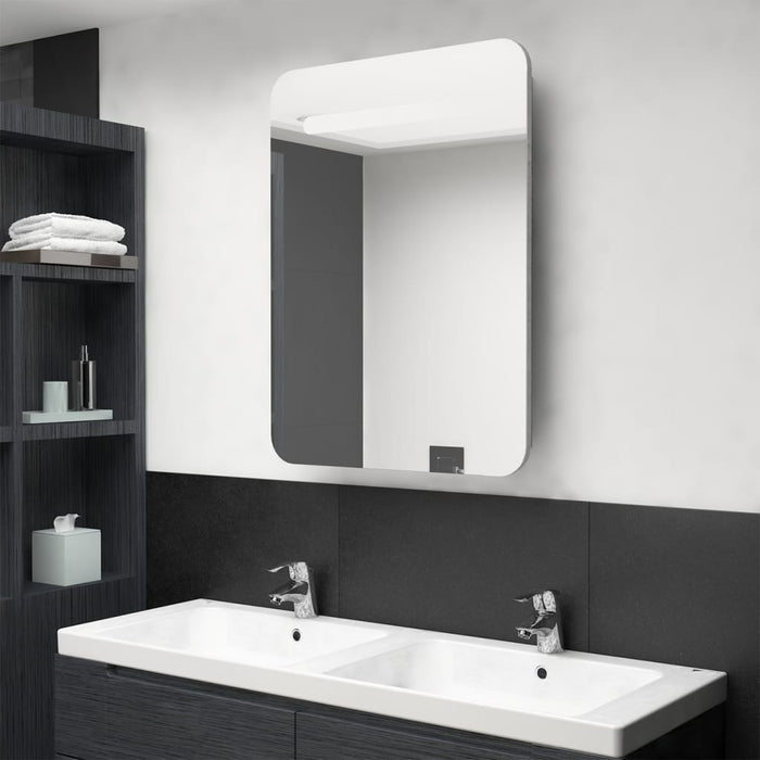 Dulap de baie cu oglindă și LED-uri, gri beton, 60x11x80 cm WALTI