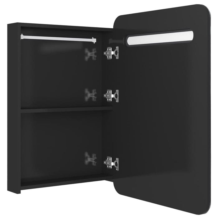 Dulap de baie oglindă și LED, negru strălucitor, 60x11x80 cm - WALTI WALTI