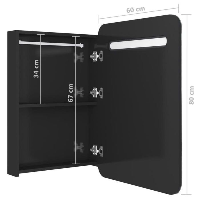 Dulap de baie oglindă și LED, negru strălucitor, 60x11x80 cm - WALTI WALTI