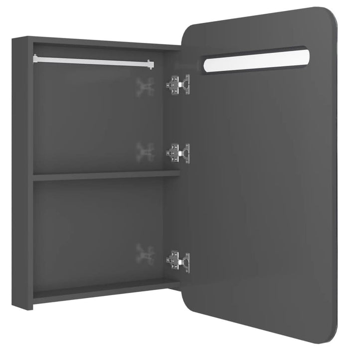 Dulap de baie cu oglindă și LED, gri strălucitor, 60x11x80 cm - WALTI WALTI