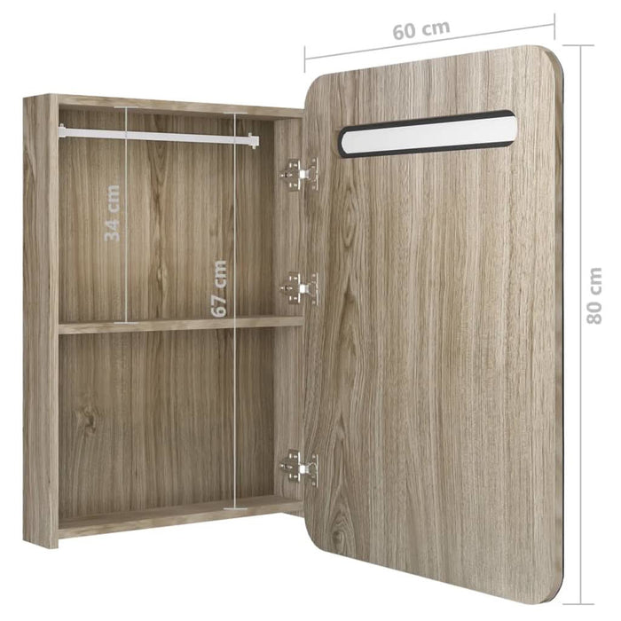 Dulap de baie cu oglindă și LED, stejar, 60x11x80 cm - WALTI WALTI