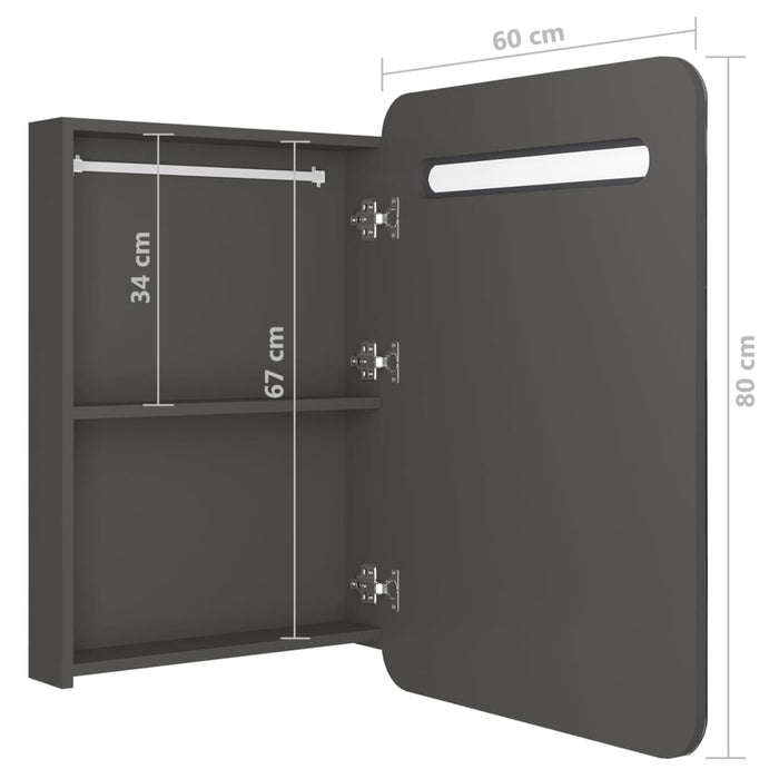 Dulap de baie cu oglindă și LED, antracit, 60x11x80 cm WALTI