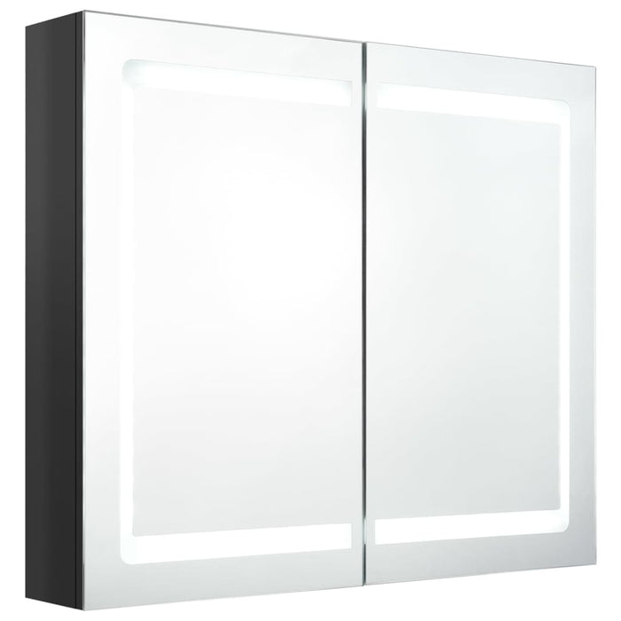 Dulap de baie cu oglindă și LED, negru strălucitor, 80x12x68 cm - WALTI WALTI