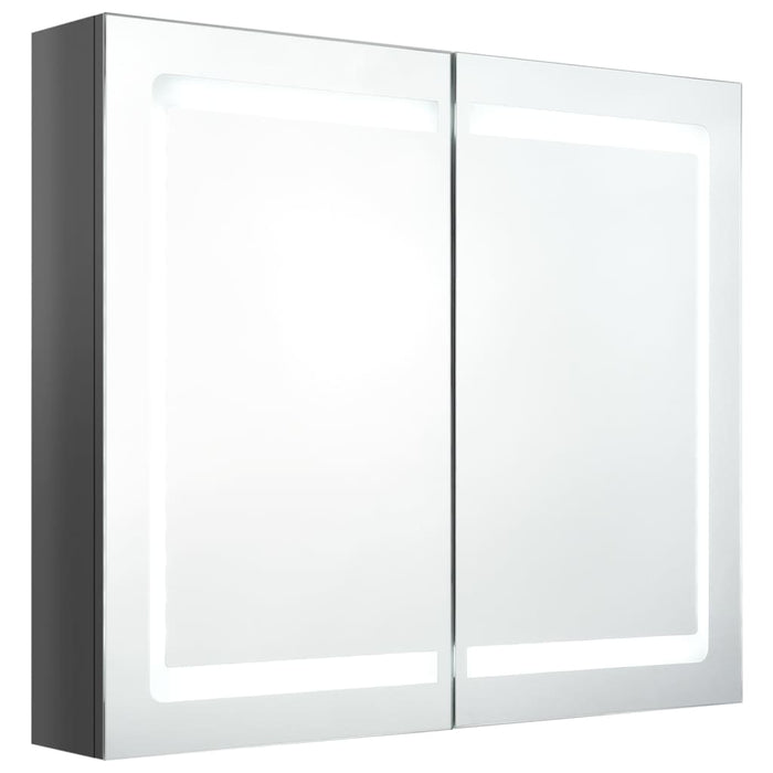 Dulap de baie cu oglindă și LED, gri strălucitor, 80x12x68 cm - WALTI WALTI