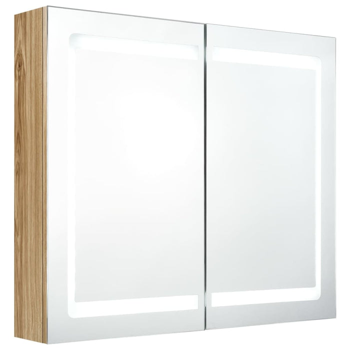 Dulap de baie cu oglindă și LED, stejar, 80x12x68 cm - WALTI WALTI