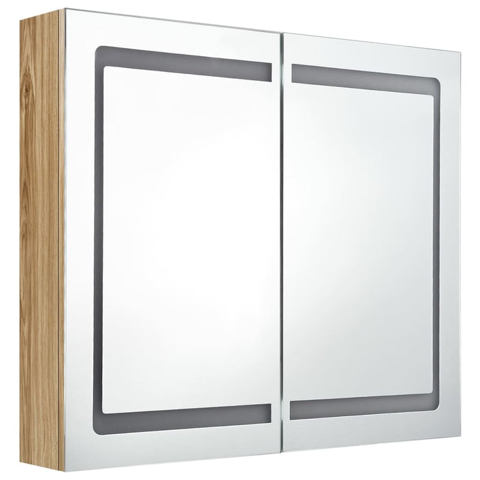 Dulap de baie cu oglindă și LED, stejar, 80x12x68 cm - WALTI WALTI